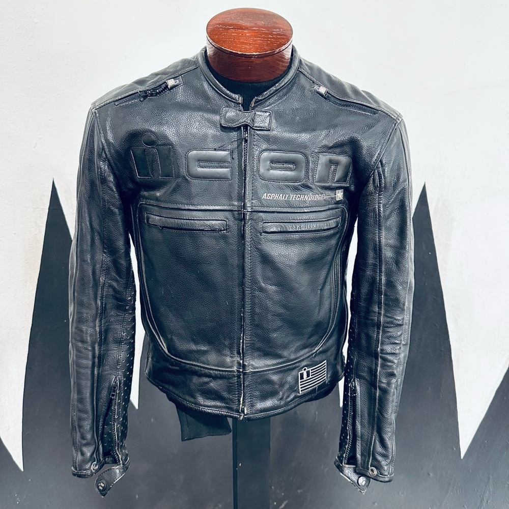 ICON Asphalt Technologies Black Leather Jacket for Men
